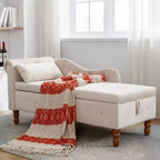 MAYEERTY Tumbona de terciopelo, almohada de almacenamiento, ribete de tachuelas, brazo enrollado, sala de estar, dormitorio, oficina, beige