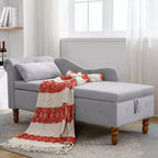 MAYEERTY Tumbona de terciopelo, almohada de almacenamiento, ribete de tachuelas, brazo enrollado, sala de estar, dormitorio, oficina, beige