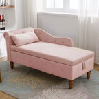MAYEERTY Tumbona de terciopelo, almohada de almacenamiento, ribete de tachuelas, brazo enrollado, sala de estar, dormitorio, oficina, beige