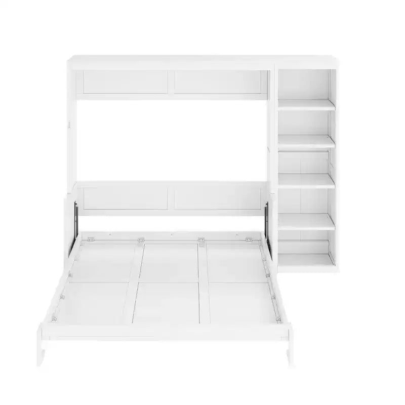 Cama de pared de madera de pino macizo con escritorio y estantería que ahorra espacio, modelo Ruby de GDFStudio