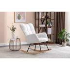MAYEERTY Sillón Mecedora Tapizado de Tela de Peluche, para Interiores, Sala de Estar, Color Marfil