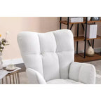 MAYEERTY Sillón Mecedora Tapizado de Tela de Peluche, para Interiores, Sala de Estar, Color Marfil