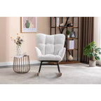 MAYEERTY Sillón Mecedora Tapizado de Tela de Peluche, para Interiores, Sala de Estar, Color Marfil