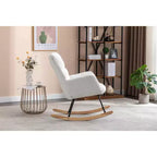 MAYEERTY Sillón Mecedora Tapizado de Tela de Peluche, para Interiores, Sala de Estar, Color Marfil