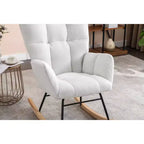 MAYEERTY Sillón Mecedora Tapizado de Tela de Peluche, para Interiores, Sala de Estar, Color Marfil
