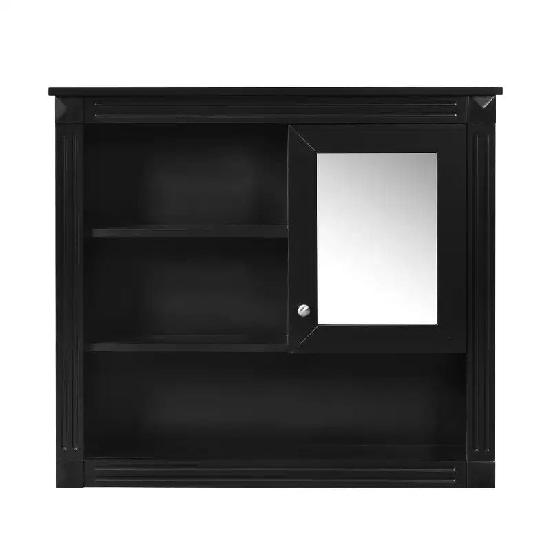 Botiquín de MDF rectangular FAMYYT de 32 pulg. de ancho x 28 pulg. de alto con espejo, 5 estantes extraíbles y bisagras de cierre suave