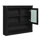 Botiquín de MDF rectangular FAMYYT de 32 pulg. de ancho x 28 pulg. de alto con espejo, 5 estantes extraíbles y bisagras de cierre suave