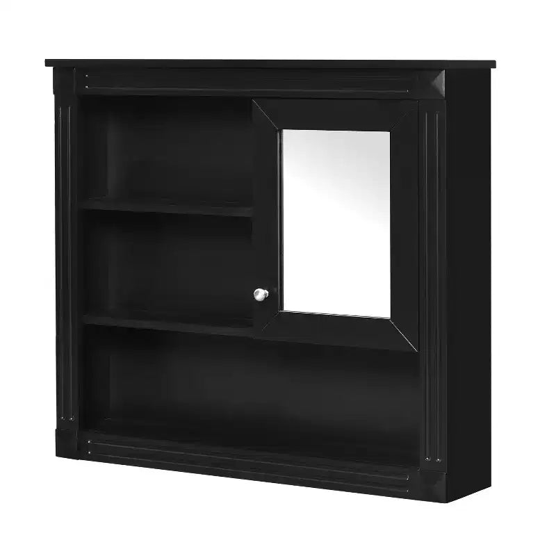 Botiquín de MDF rectangular FAMYYT de 32 pulg. de ancho x 28 pulg. de alto con espejo, 5 estantes extraíbles y bisagras de cierre suave
