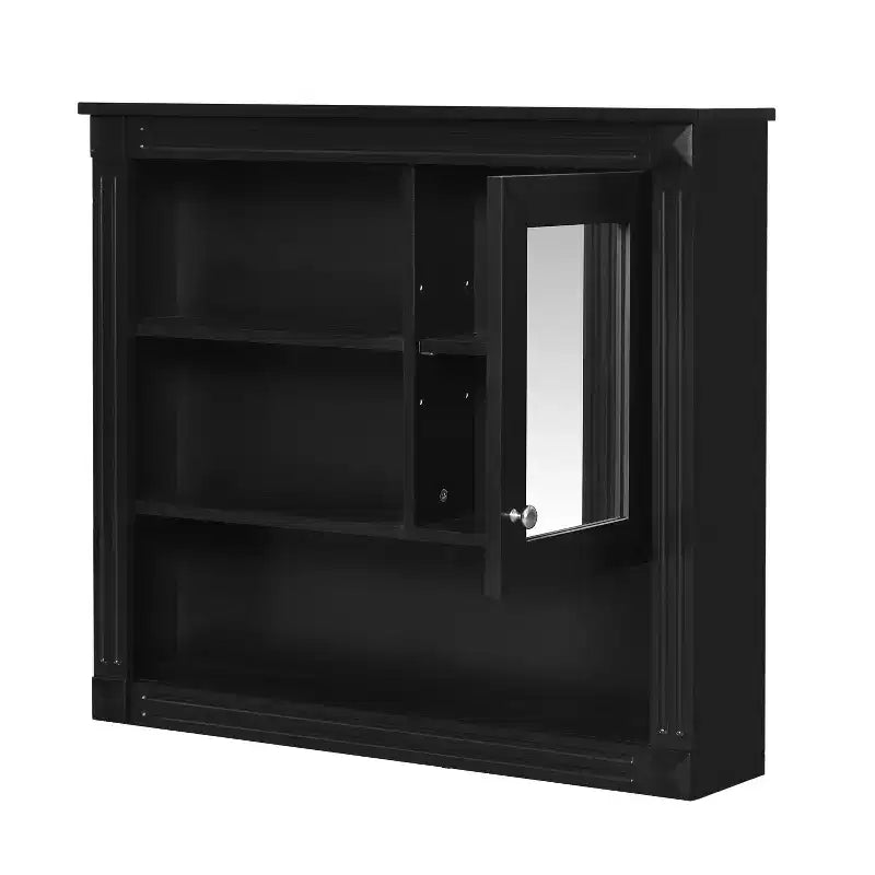 Botiquín de MDF rectangular FAMYYT de 32 pulg. de ancho x 28 pulg. de alto con espejo, 5 estantes extraíbles y bisagras de cierre suave