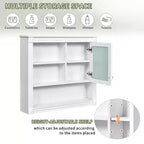 Botiquín de MDF rectangular FAMYYT de 32 pulg. de ancho x 28 pulg. de alto con espejo, 5 estantes extraíbles y bisagras de cierre suave