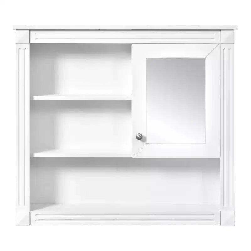 Botiquín de MDF rectangular FAMYYT de 32 pulg. de ancho x 28 pulg. de alto con espejo, 5 estantes extraíbles y bisagras de cierre suave