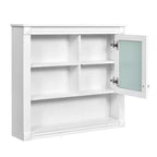 Botiquín de MDF rectangular FAMYYT de 32 pulg. de ancho x 28 pulg. de alto con espejo, 5 estantes extraíbles y bisagras de cierre suave