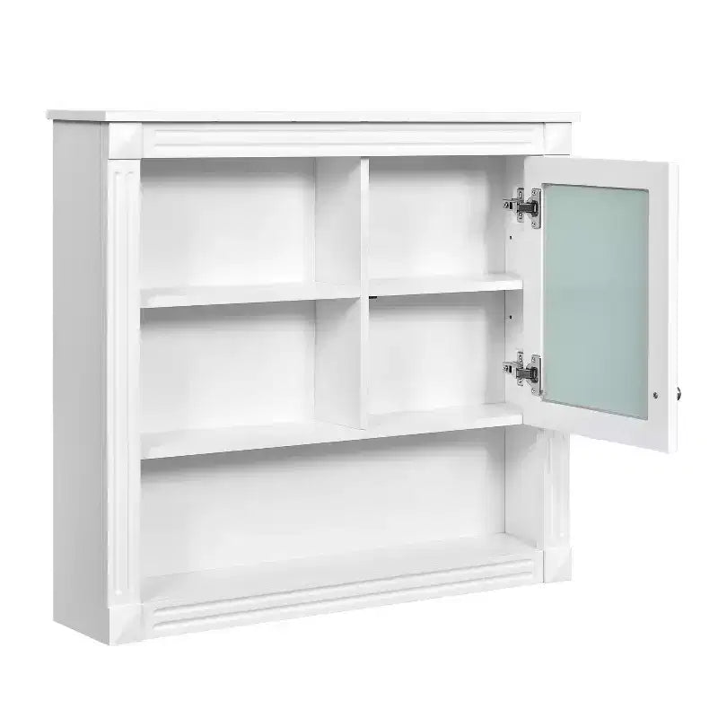 Botiquín de MDF rectangular FAMYYT de 32 pulg. de ancho x 28 pulg. de alto con espejo, 5 estantes extraíbles y bisagras de cierre suave