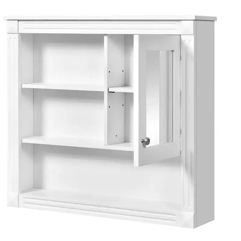 Botiquín de MDF rectangular FAMYYT de 32 pulg. de ancho x 28 pulg. de alto con espejo, 5 estantes extraíbles y bisagras de cierre suave