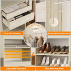 Sistema de Armario Besiost con 2 Cajones de Madera y Zapatero Ajustable