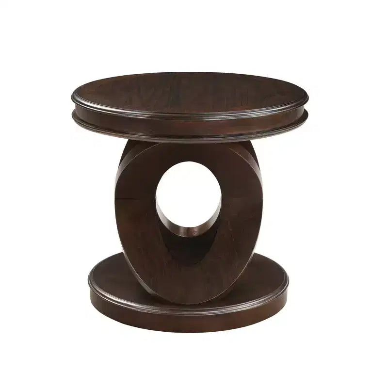 Mesa auxiliar redonda Luxystar Retro de madera con base en forma de X para comedor o sala de estar, Espresso