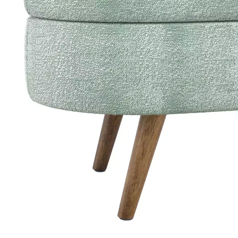 TUYOHW 43.5 Banco Otomano Ovalado de Almacenamiento de Tela, Banco de Almacenamiento Tapizado con Patas de Madera de Caucho, Otomana Reposapiés para Sala de Estar, Dormitorio, Entrada