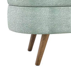 TUYOHW 43.5 Banco Otomano Ovalado de Almacenamiento de Tela, Banco de Almacenamiento Tapizado con Patas de Madera de Caucho, Otomana Reposapiés para Sala de Estar, Dormitorio, Entrada