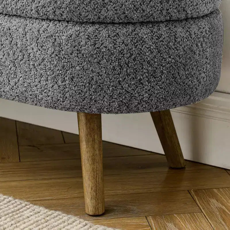 TUYOHW 43.5 Banco Otomano Ovalado de Almacenamiento de Tela, Banco de Almacenamiento Tapizado con Patas de Madera de Caucho, Otomana Reposapiés para Sala de Estar, Dormitorio, Entrada
