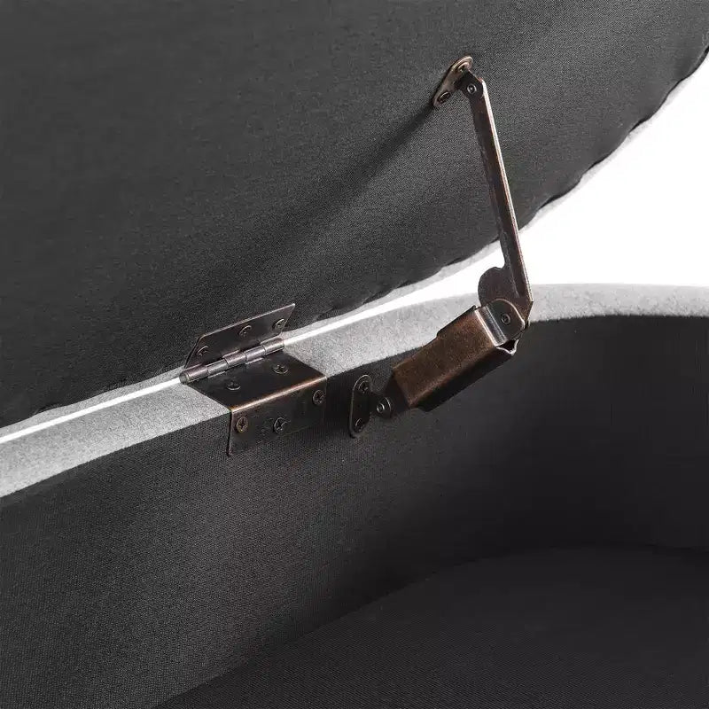 TUYOHW 43.5 Banco Otomano Ovalado de Almacenamiento de Tela, Banco de Almacenamiento Tapizado con Patas de Madera de Caucho, Otomana Reposapiés para Sala de Estar, Dormitorio, Entrada