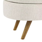 TUYOHW 43.5 Banco Otomano Ovalado de Almacenamiento de Tela, Banco de Almacenamiento Tapizado con Patas de Madera de Caucho, Otomana Reposapiés para Sala de Estar, Dormitorio, Entrada