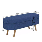 TUYOHW 43.5 Banco Otomano Ovalado de Almacenamiento de Tela, Banco de Almacenamiento Tapizado con Patas de Madera de Caucho, Otomana Reposapiés para Sala de Estar, Dormitorio, Entrada