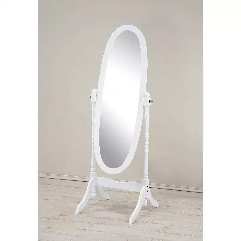 Full Length Tilting Floor Cheval Mirror, White Wood Frame Decorative Dressing Mirror for Bedroom
