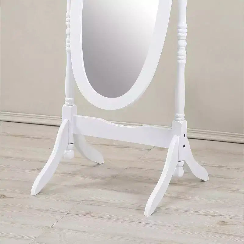 Espejo Cheval de pie inclinable, marco de madera blanca, espejo decorativo para dormitorio