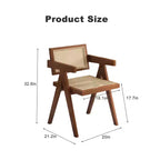 JVNOXK Modern Mid Century Dining Chairs Set of 2, Rattan Accent Chairs, Comfy Armchairs, Outdoor Wood Chairs with Armrest for Bedroom, Brown