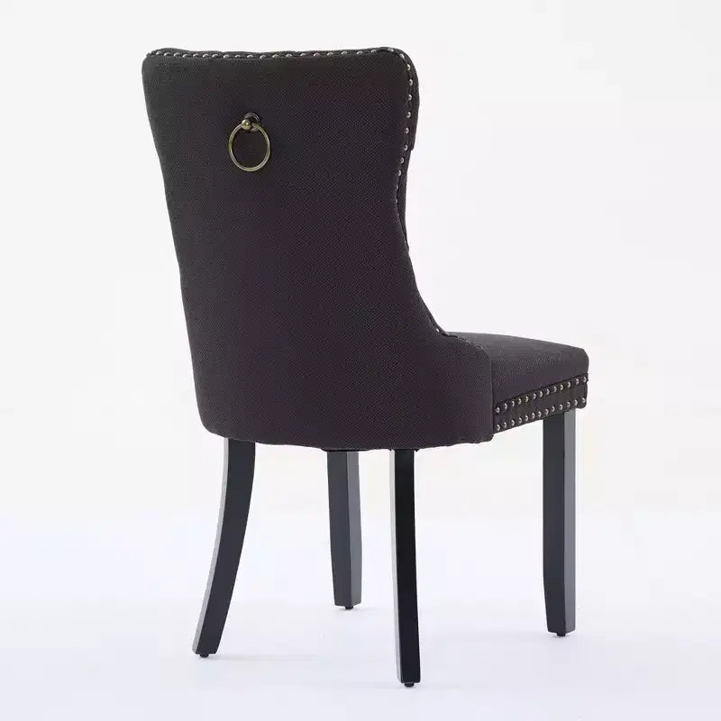 TUYOHW Sillas de Comedor Contemporáneas, 2 Piezas Elegantes Sillas Auxiliares Tapizadas, Sillas de Comedor de Lino Suave, Patas de Madera Maciza y Ribete de Tachuelas, 300lbs Máx.