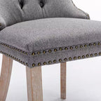 TUYOHW Sillas de Comedor Contemporáneas, 2 Piezas Elegantes Sillas Auxiliares Tapizadas, Sillas de Comedor de Lino Suave, Patas de Madera Maciza y Ribete de Tachuelas, 300lbs Máx.