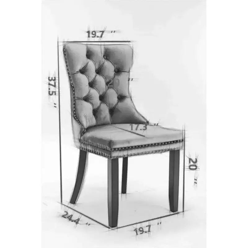 TUYOHW Sillas de Comedor Contemporáneas, 2 Piezas Elegantes Sillas Auxiliares Tapizadas, Sillas de Comedor de Lino Suave, Patas de Madera Maciza y Ribete de Tachuelas, 300lbs Máx.