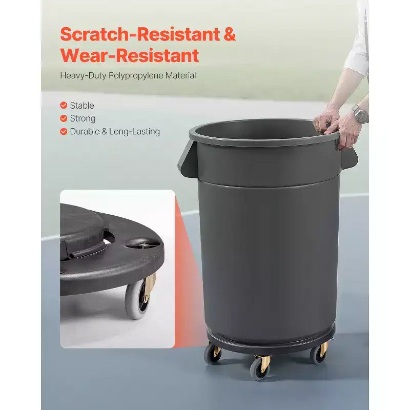 Base con Ruedas para Cubo de Basura VEVOR, Compatible con Contenedores de 20, 32, 44 y 55 Galones, Base Redonda con 4 Ruedas Bloqueables, Capacidad de Carga de 500 lb, Negro