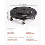 Base con Ruedas para Cubo de Basura VEVOR, Compatible con Contenedores de 20, 32, 44 y 55 Galones, Base Redonda con 4 Ruedas Bloqueables, Capacidad de Carga de 500 lb, Negro