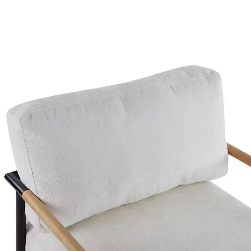 MAYEERTY 27.56 Sillón Moderno, Cojines de Felpa, Marco de Metal Minimalista, Reposabrazos de Madera, Sala de Estar, Dormitorio, Oficina