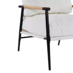 MAYEERTY 27.56 Sillón Moderno, Cojines de Felpa, Marco de Metal Minimalista, Reposabrazos de Madera, Sala de Estar, Dormitorio, Oficina