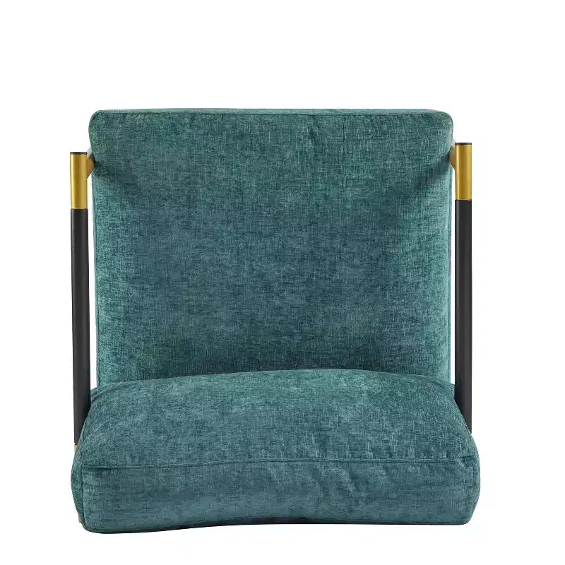 MAYEERTY 27.56 Sillón Moderno, Cojines de Felpa, Marco de Metal Minimalista, Reposabrazos de Madera, Sala de Estar, Dormitorio, Oficina