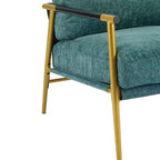 MAYEERTY 27.56 Sillón Moderno, Cojines de Felpa, Marco de Metal Minimalista, Reposabrazos de Madera, Sala de Estar, Dormitorio, Oficina