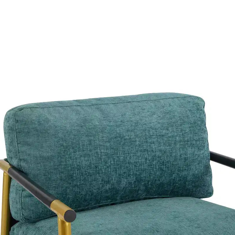 MAYEERTY 27.56 Sillón Moderno, Cojines de Felpa, Marco de Metal Minimalista, Reposabrazos de Madera, Sala de Estar, Dormitorio, Oficina