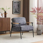 MAYEERTY 27.56 Sillón Moderno, Cojines de Felpa, Marco de Metal Minimalista, Reposabrazos de Madera, Sala de Estar, Dormitorio, Oficina