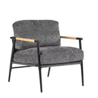 MAYEERTY 27.56 Sillón Moderno, Cojines de Felpa, Marco de Metal Minimalista, Reposabrazos de Madera, Sala de Estar, Dormitorio, Oficina