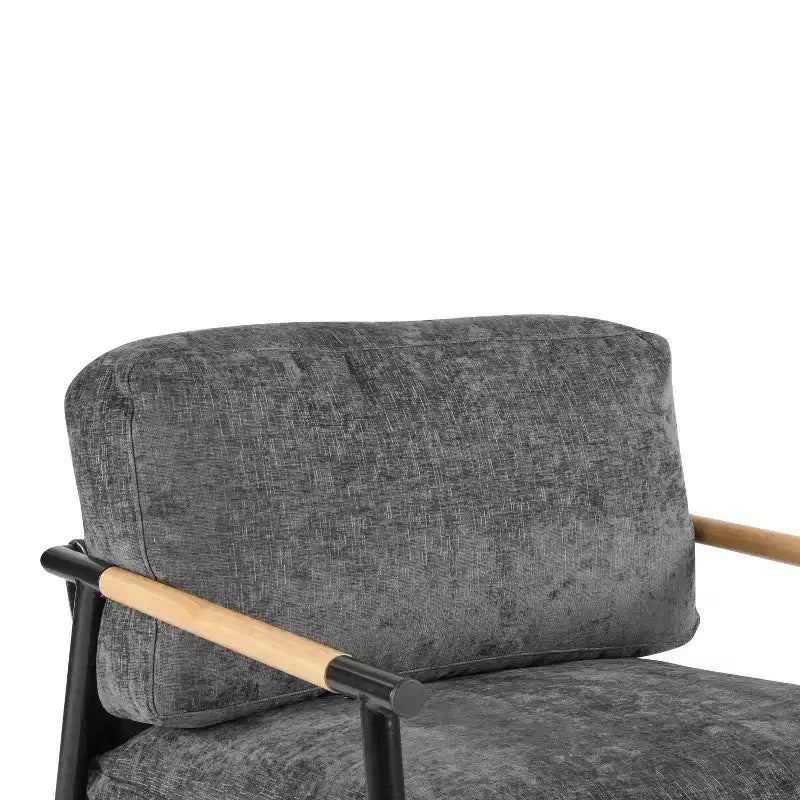 MAYEERTY 27.56 Sillón Moderno, Cojines de Felpa, Marco de Metal Minimalista, Reposabrazos de Madera, Sala de Estar, Dormitorio, Oficina