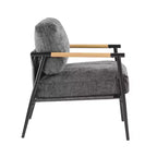 MAYEERTY 27.56 Sillón Moderno, Cojines de Felpa, Marco de Metal Minimalista, Reposabrazos de Madera, Sala de Estar, Dormitorio, Oficina