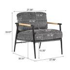 MAYEERTY 27.56 Sillón Moderno, Cojines de Felpa, Marco de Metal Minimalista, Reposabrazos de Madera, Sala de Estar, Dormitorio, Oficina