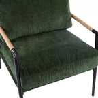 MAYEERTY 27.56 Sillón Moderno, Cojines de Felpa, Marco de Metal Minimalista, Reposabrazos de Madera, Sala de Estar, Dormitorio, Oficina