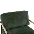MAYEERTY 27.56 Sillón Moderno, Cojines de Felpa, Marco de Metal Minimalista, Reposabrazos de Madera, Sala de Estar, Dormitorio, Oficina