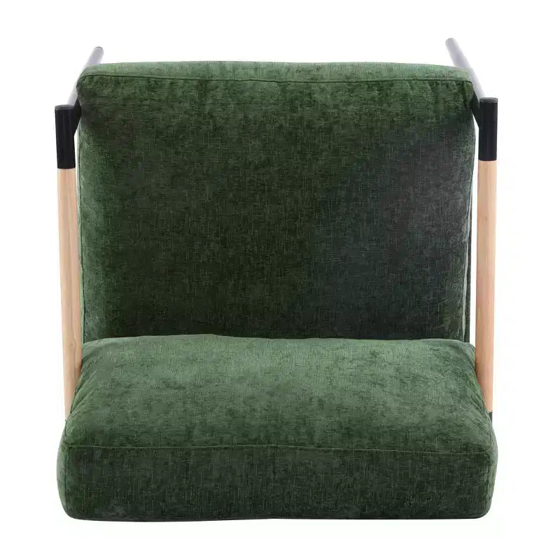 MAYEERTY 27.56 Sillón Moderno, Cojines de Felpa, Marco de Metal Minimalista, Reposabrazos de Madera, Sala de Estar, Dormitorio, Oficina