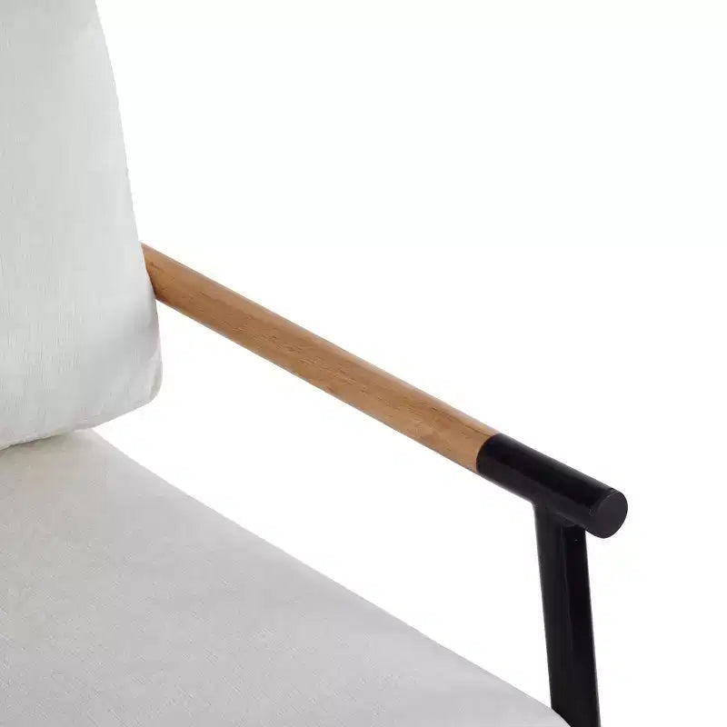 MAYEERTY 27.56 Sillón Moderno, Cojines de Felpa, Marco de Metal Minimalista, Reposabrazos de Madera, Sala de Estar, Dormitorio, Oficina