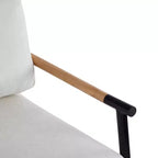 MAYEERTY 27.56 Sillón Moderno, Cojines de Felpa, Marco de Metal Minimalista, Reposabrazos de Madera, Sala de Estar, Dormitorio, Oficina