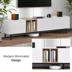 Mueble de TV Moderno MAYEERTY para TV de 80 pulgadas con 3 Puertas, Centro de Entretenimiento con Gran Armario de Almacenamiento para Sala de Estar Dormitorio, Blanco